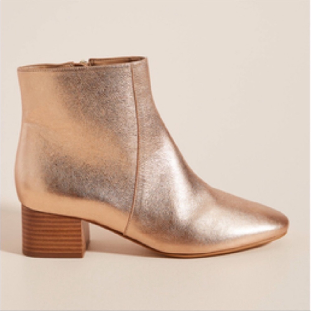 Anthropologie Pippa rose gold zip Ankle Boots 9.5